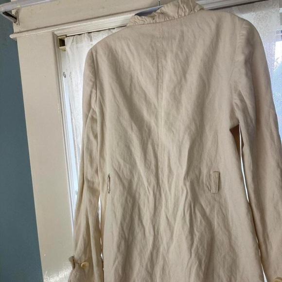J. Crew Beige Lined Spring Jacket with Button Ruffles Detail 6 - Picture 2 of 4